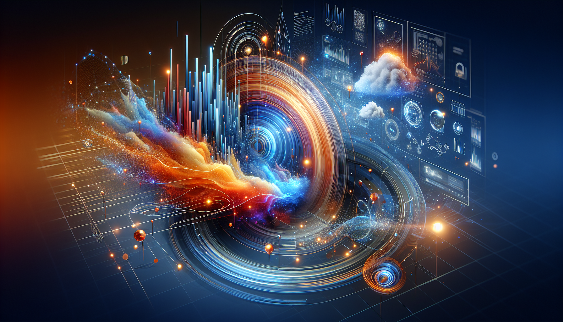 Abstract digital visualization of AI data analytics in real estate