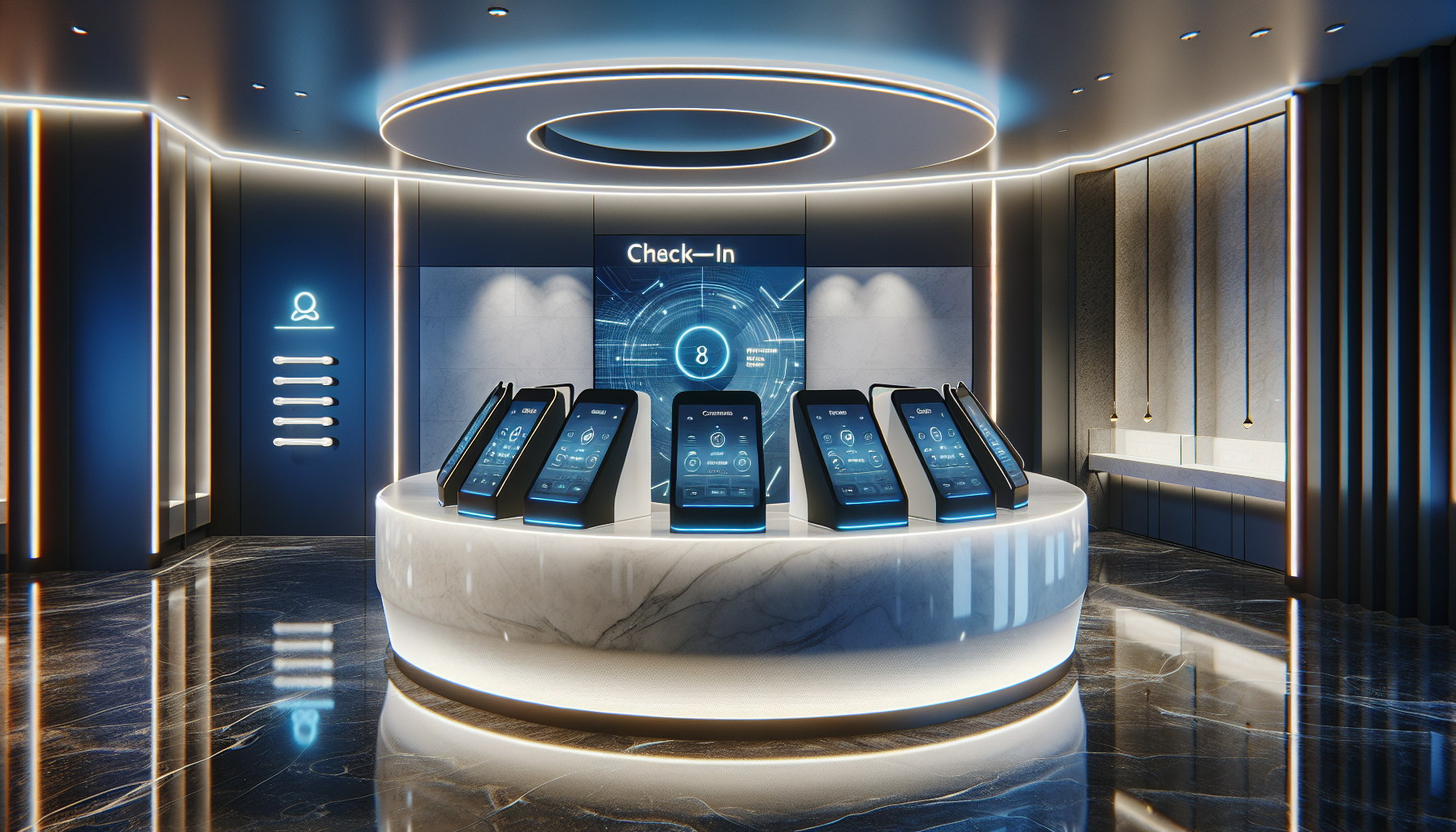 Hotel check-in area featuring AI automation technology