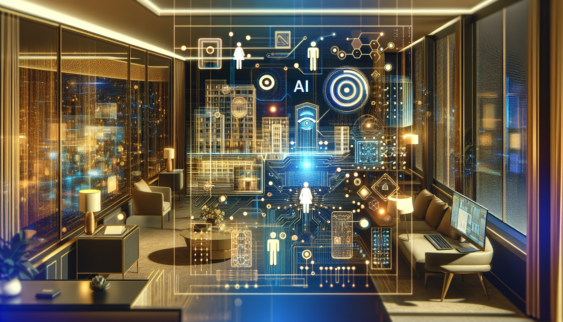 Abstract visualization of hotel AI technology